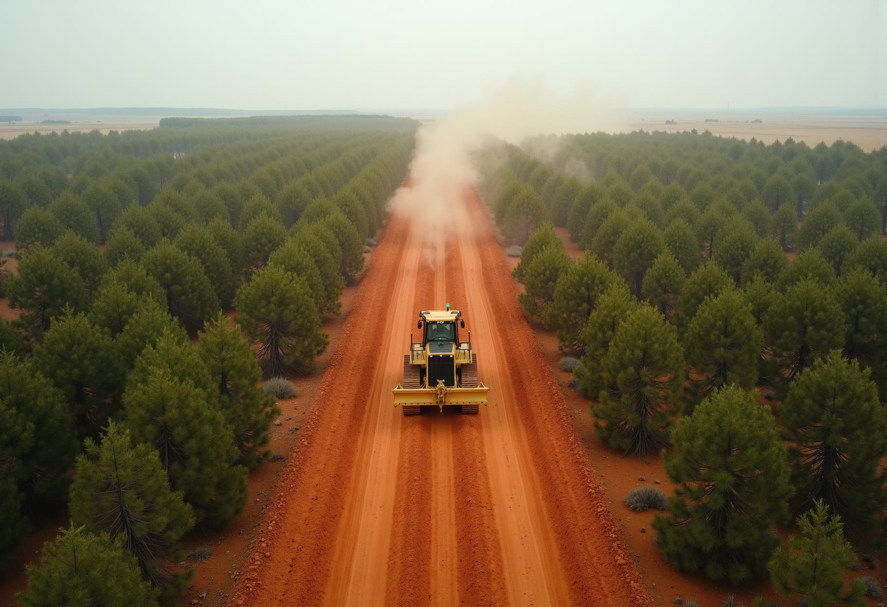 Dozer cut through a cedar line