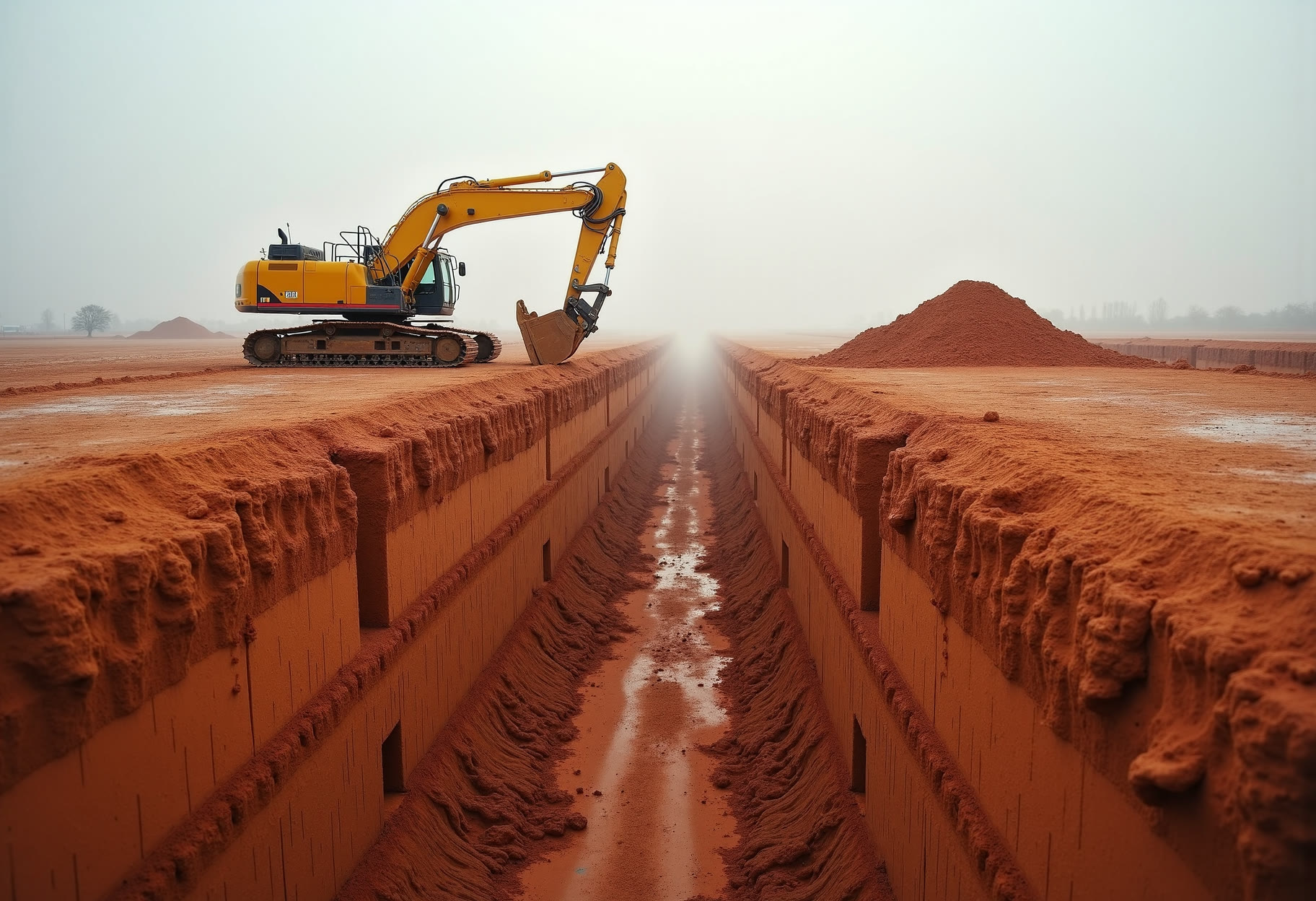 Trench walls standing clean